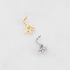 RIBBON HEART WITH BEZEL CZ 316L SURGICAL STEEL L-SHAPE NOSE RING